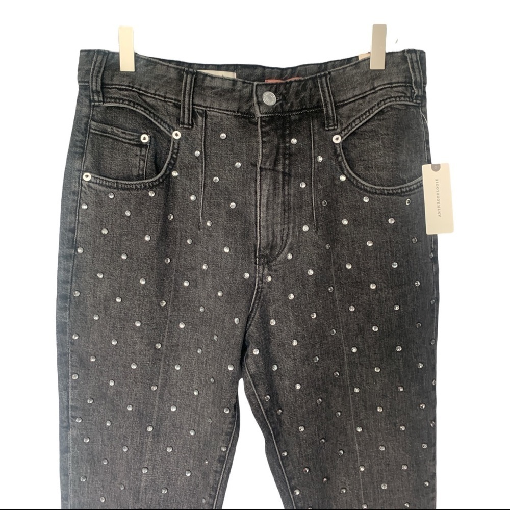 NWT Anthropologie Pilcro Ultra High-Rise Beaded Straight Jeans - Picture 6 of 11
